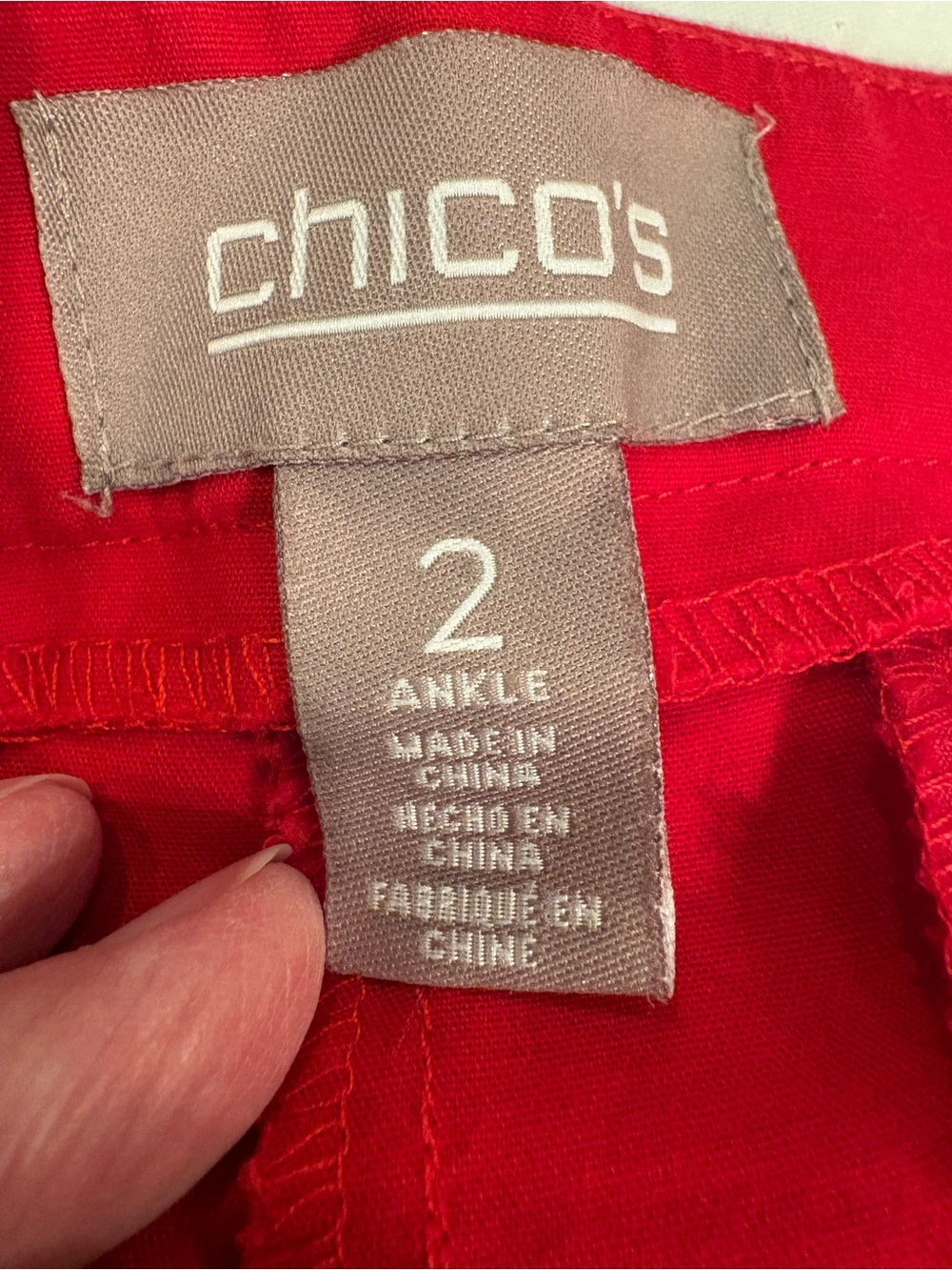 Chico's Vibrant Red Ankle-Length Pants. Size large or Chico’s size 2 - Picture 3 of 12